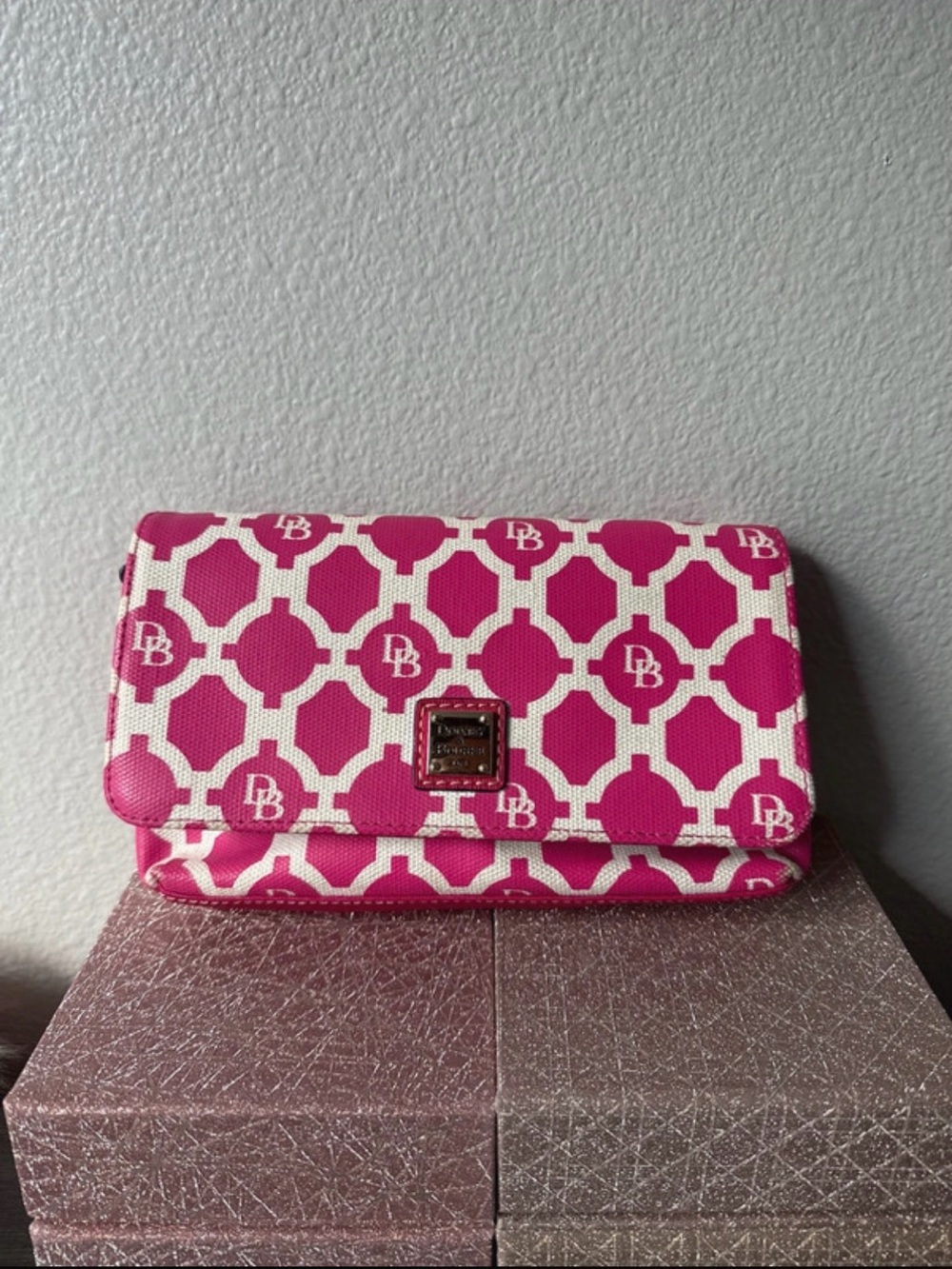 Dooney & Bourke Pink and White Patterned Top-Handle Mini Bag - Picture 3 of 8